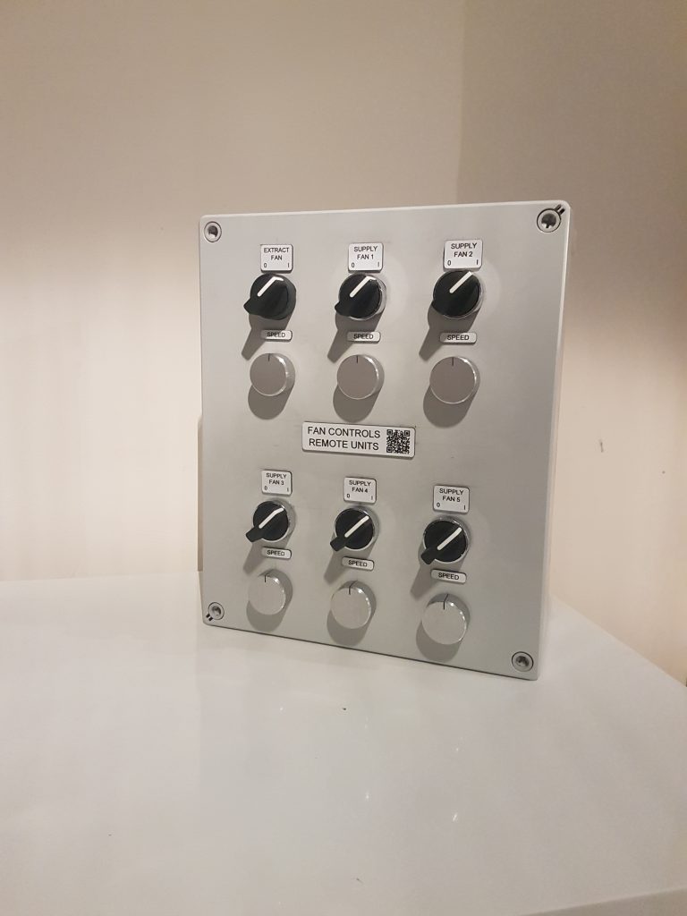 Fan Control Panel Manufacture with six variable speed fan controls ready for installation.